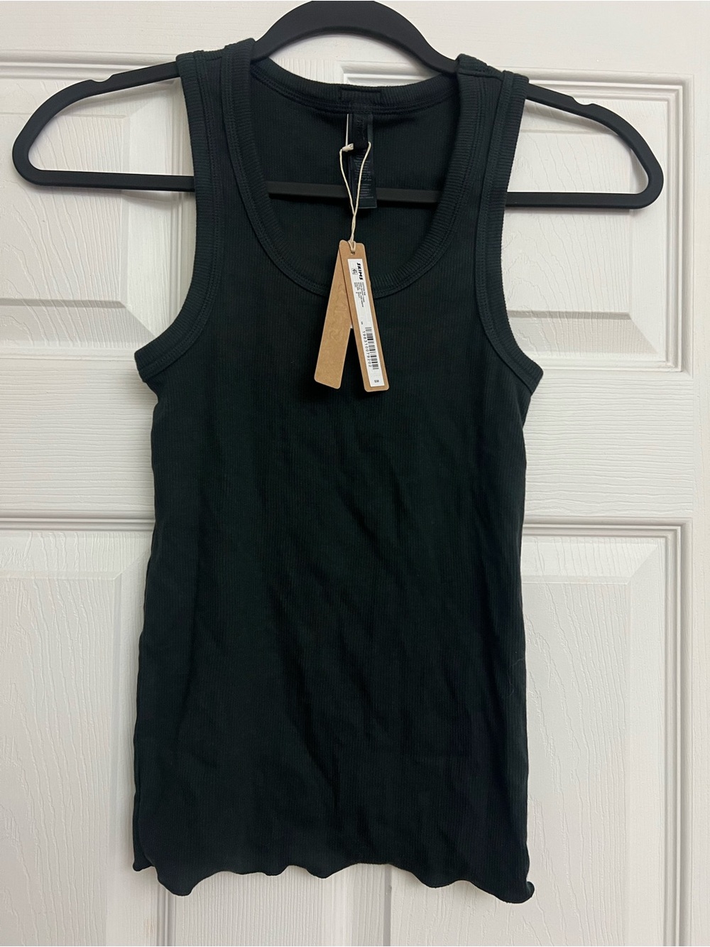 SKIMS COTTON RIB HIGH SCOOP TANK NWT - SOOT